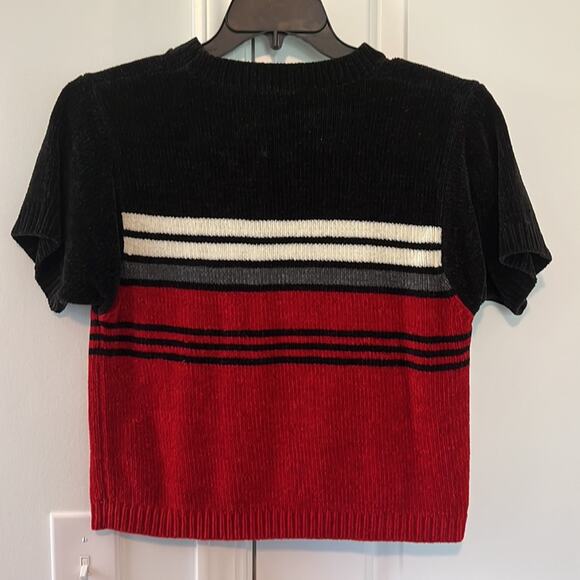 Vintage 90’s New Moves Acrylic Stripes Crop Sweater Top - Picture 2 of 11